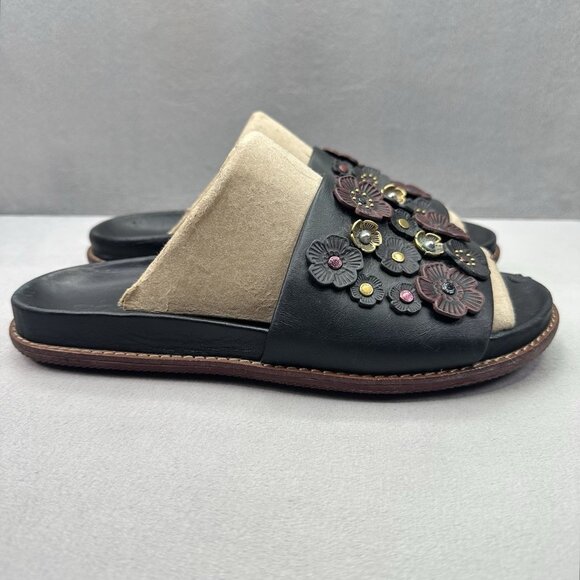 Coach Shoes - Coach Sport Slide With Tea Rose Womens Size 9 (B) Sandals Flower Rivet Leather